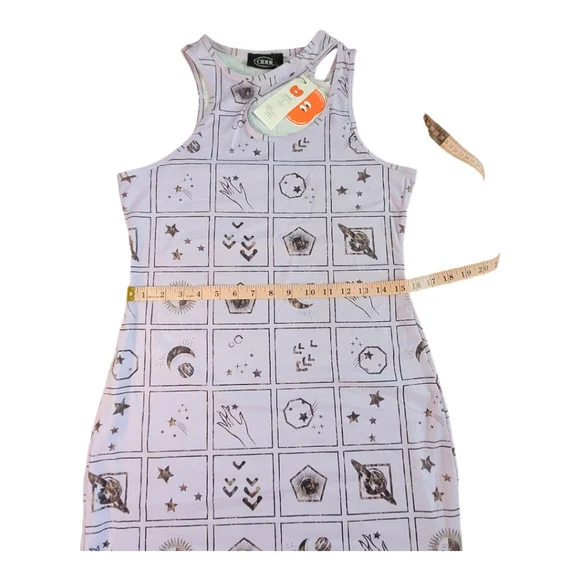 NWT Cider Halloween Graphic Cutout Sleeveless Maxi Dress Purple Side Slit Large - Picture 4 of 16